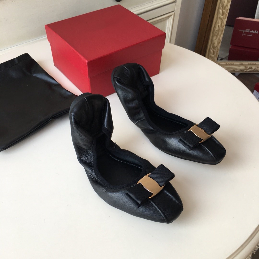 Scarpe in pelle Geniune super morbide e comode Design di lusso flattie curvo pieghevole Scarpe eleganti da ballerina Decorazione con fiocco da do