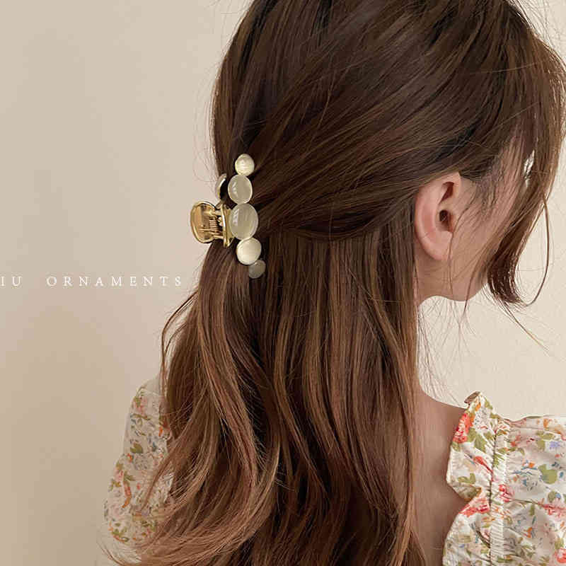 Hair Accessories Jewelry Opal Grab Clip Back of Head Fixed Alloy Large Medium Headdress Shark pin Out