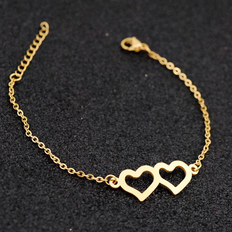 Charm Bracelets Fashion Women Gold Color Heart Linked To Hear Simple Female Trend Stainless Bead Chain Bracelet Gift Jewely
Charm Bracelets Fashion Women Gold Color Heart Linked To Hear Simple Female Trend Stainless Bead Chain Bracelet Gift Jewely