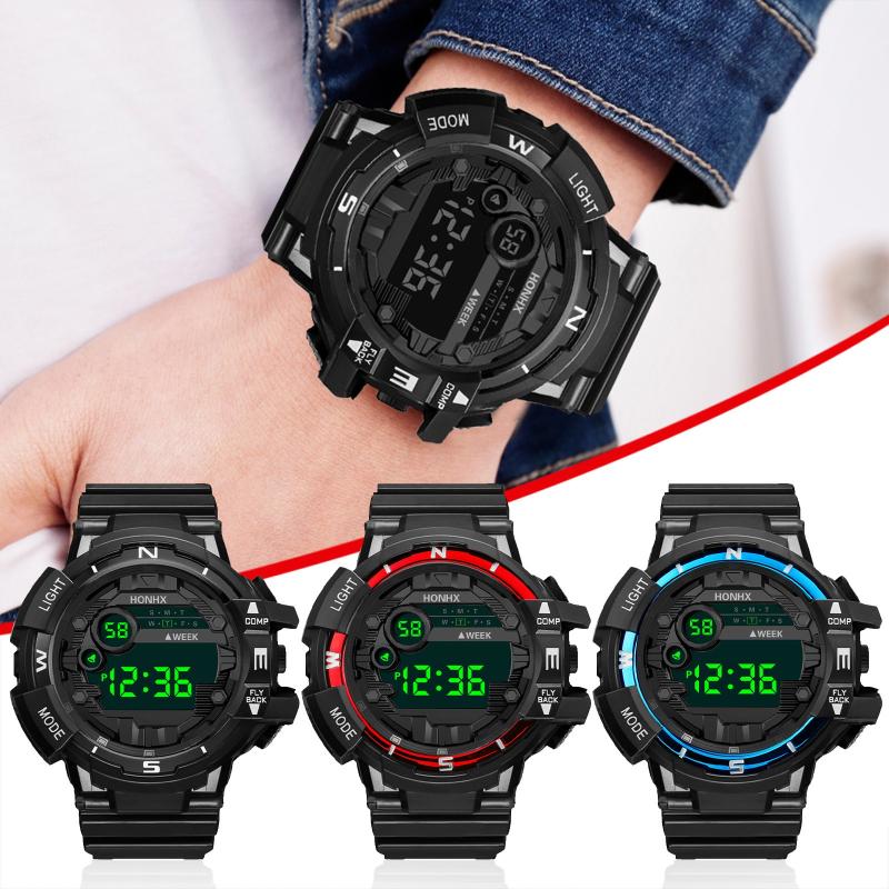 Wristwatches 2021 Men Black Silicone Watches Week Date Waterproof Mens LCD Digital Wrist Watch Sport Wristwatch For Man Gift Reloj Hombre
Wristwatches 2021 Men Black Silicone Watches Week Date Waterproof Mens LCD Digital Wrist Watch Sport Wristwatch For Man Gift Reloj Hombre