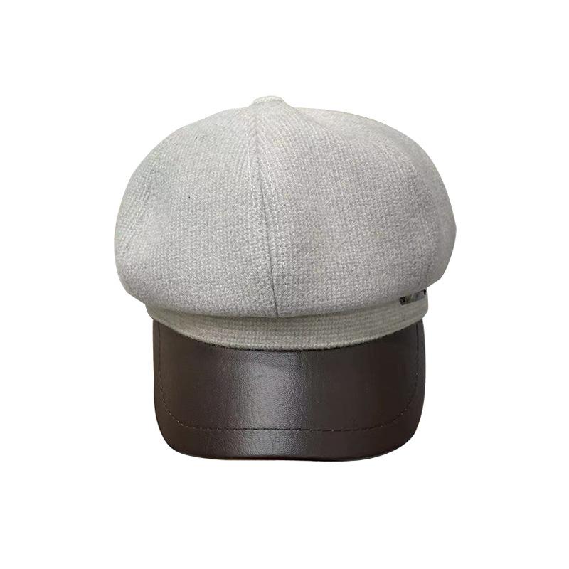 Berets 2021 Autumn And Winter Stitching Women's Caps Fashion Color Matching PU Brim Octagonal Cap Cute Sboy Hat Women
Berets 2021 Autumn And Winter Stitching Women's Caps Fashion Color Matching PU Brim Octagonal Cap Cute Sboy Hat Women