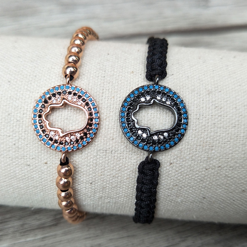 10 Pcs Micro Pave CZ Turkish Style Hamsa Hand Connector Charm Beads Bracelet Braided Macrame handcraft Jewelry Xmas Gift BG134