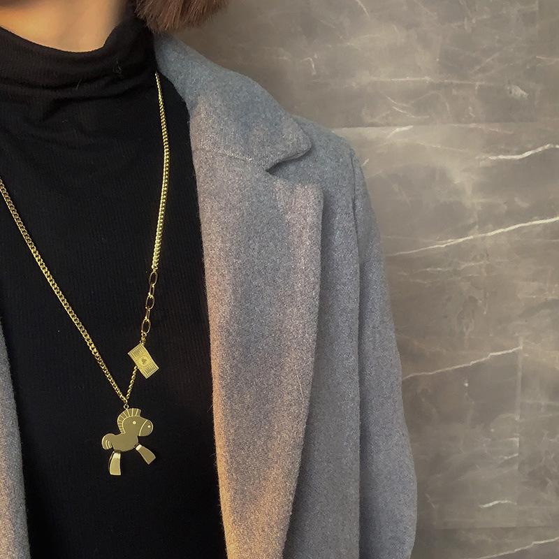 Pendant Necklaces Fashion Jewelry Stainless Steel Animal Horse Necklace To Success Long Sweater Chain Aesthetic Kpop, Silver
Pendant Necklaces Fashion Jewelry Stainless Steel Animal Horse Necklace To Success Long Sweater Chain Aesthetic Kpop, Silver