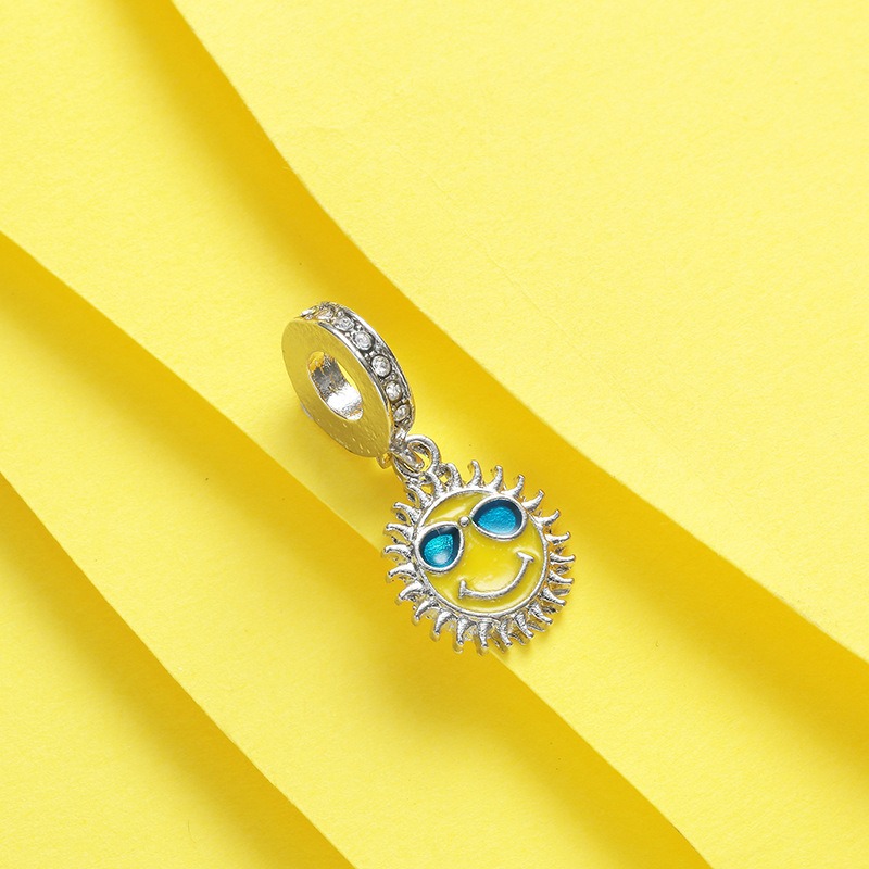 Fits Bracelets 20pcs Colourful Sun Enamel Crystal Pendant Charms Beads Silver Charms Bead For Women Diy European Necklace Jewelry