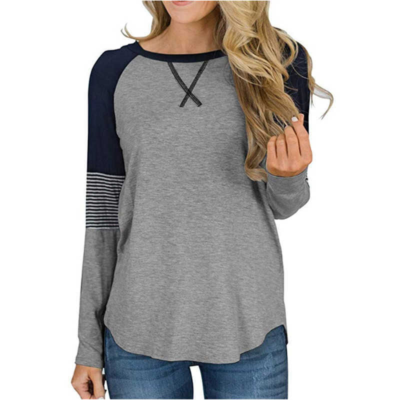 Casual White Women's T-shirt Cotton Raglan Sleeve Color Matching T shirts For Women Plus Size 2XL Autumn Woman Clothing 210819