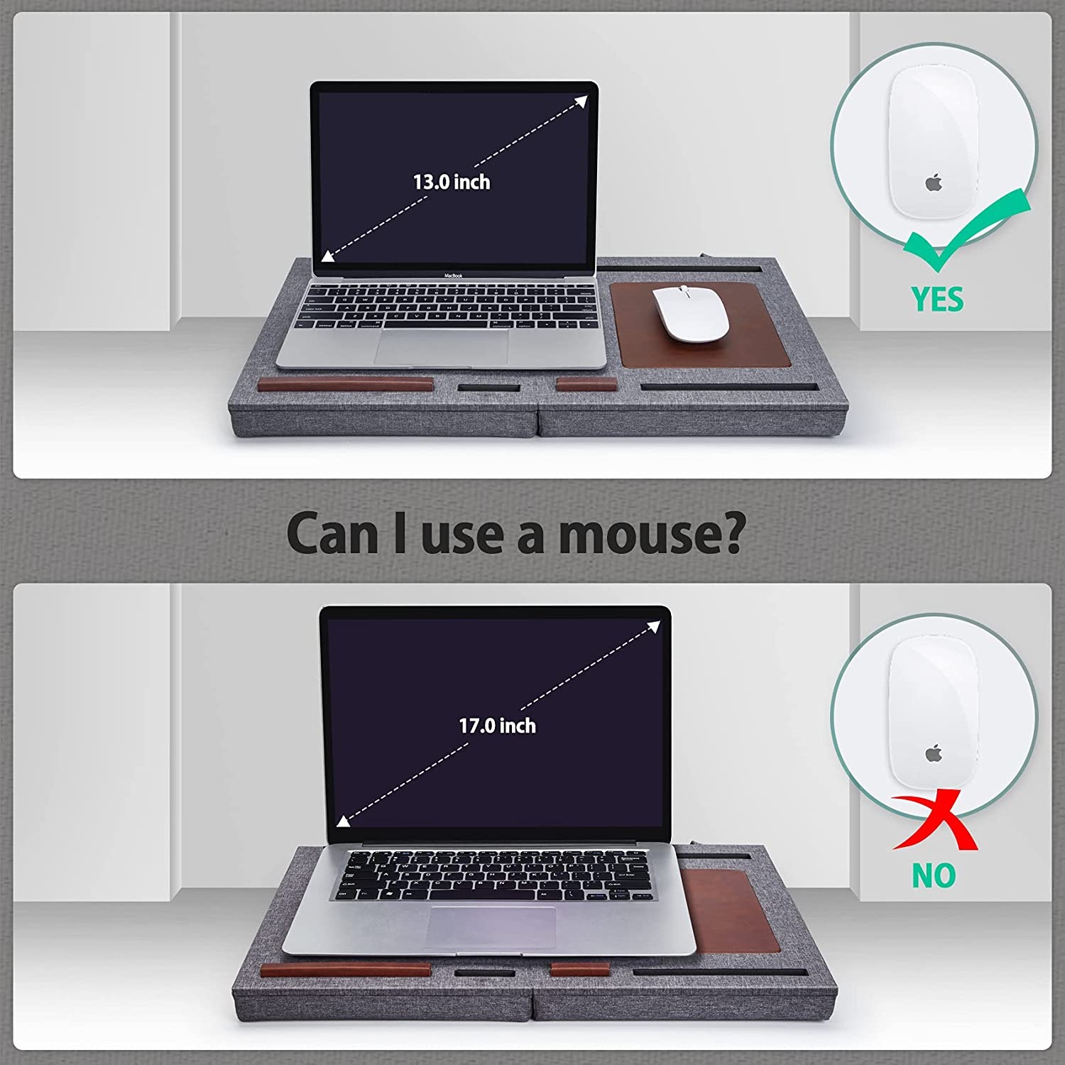 Laptop Desk Stand with Mouse Pad - Fits up to 15 inches Folding Mat Pillow Lap Desk Adjustable with Cushion Wrist Pad, Laptop Pads Stand for Notebook,