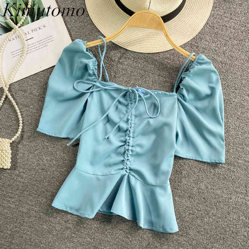 Kimutomo Simple Solid Blouse Women Square Collar Short Puff Sleeve Ruffle Drawstring Slim Waist Shirt Summer Korean Top 210521, Black
Kimutomo Simple Solid Blouse Women Square Collar Short Puff Sleeve Ruffle Drawstring Slim Waist Shirt Summer Korean Top 210521, Black