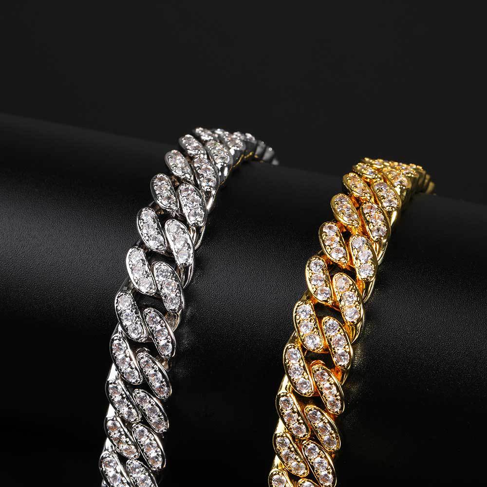 Hip hop necklace 12mm single row zircon Cuban chain men's necklace hiphop hipster jewelry