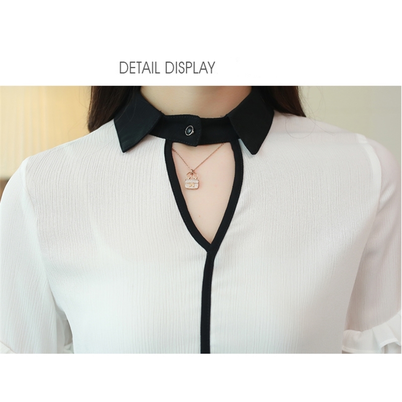 Summer Office Lady Fashion Women Blouses Shirts Chiffon Lantern Long Sleeve Solid Female Clothing Blusas 0485 30 210506