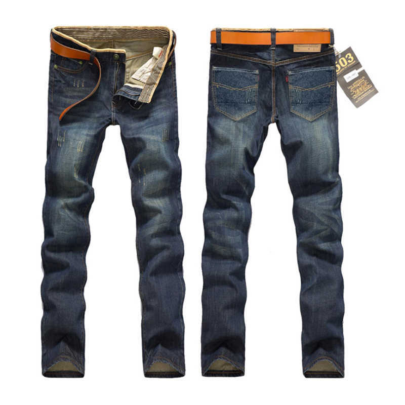 Vintage jeans young men's new men's solid-color straight barrel autumn men's slim long pants tide. X0621, Blue
Vintage jeans young men's new men's solid-color straight barrel autumn men's slim long pants tide. X0621, Blue