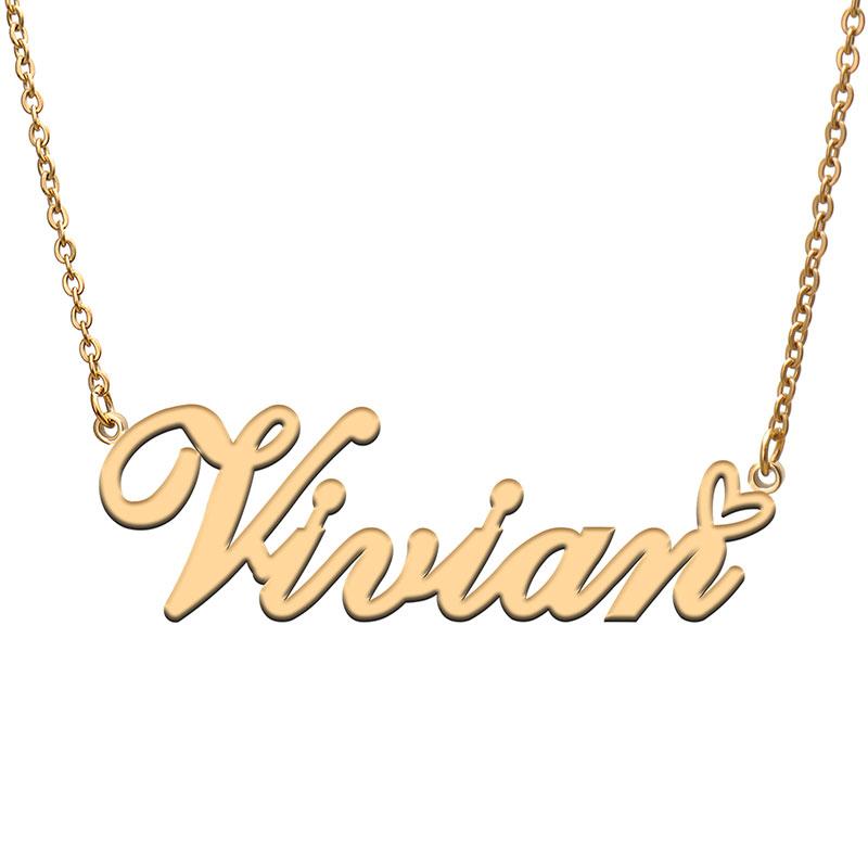 Pendant Necklaces Love Heart Vivian Name Necklace For Women Stainless Steel Gold & Silver Nameplate Femme Mother Child Girls Gift
Pendant Necklaces Love Heart Vivian Name Necklace For Women Stainless Steel Gold & Silver Nameplate Femme Mother Child Girls Gift