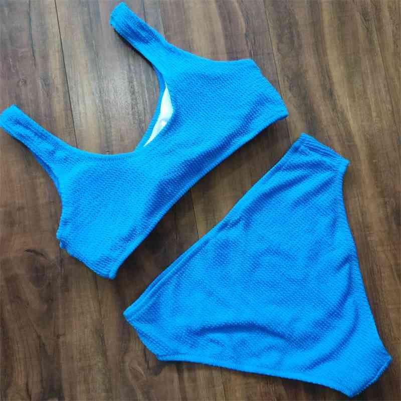 Ribbed Tank Top Bikini Set Padded Sporty Swimsuit Girls Swimwear Athletic Beach Bath Suit for Woman Two Piece Bathers Biquine 210625