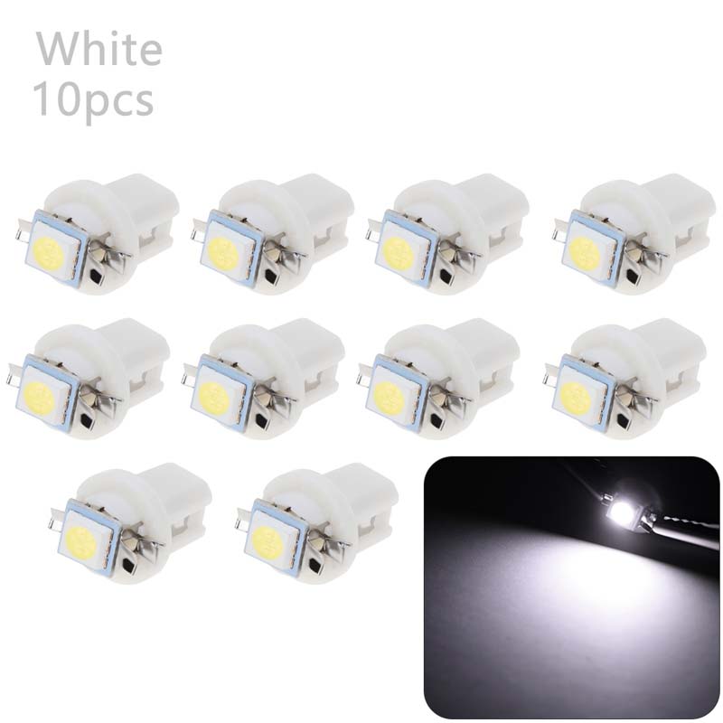 10Pcs/Set LED Light Car Gauge Speed Dash Bulb Dashboard Instrument Lights Wedge Interior Lamps B8.5D 509T B8.5 5050 1 SMD T5 LED-Lamp