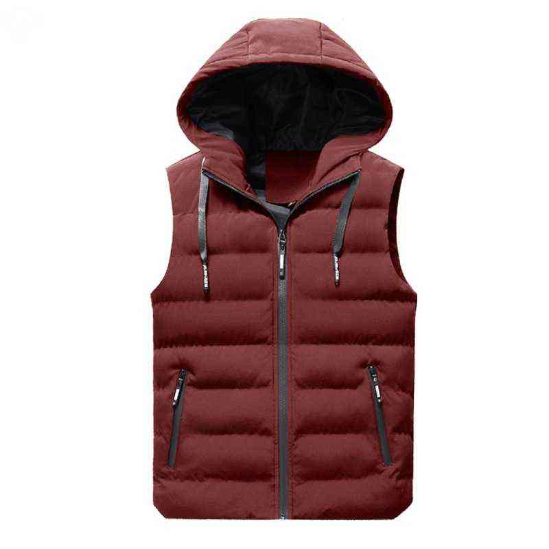Mens Winter Vest Down Vest Men Casual Waistcoat Sleeveless Jackets Men Hooded Vest sleeveless motorcycle jacket Hat Detachable 211111