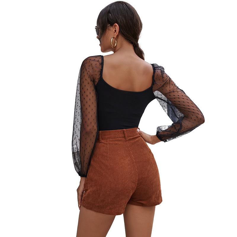 Fall Winter Undefined Women Cordury Shorts Brown Crimping Ropa De Mujer 2021 Feminino 60135 Women's