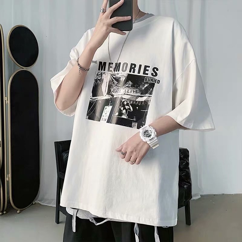 Super CEC short sleeve men's Korean printed summer wear 5- T-shirt with loose half, White
Super CEC short sleeve men's Korean printed summer wear 5- T-shirt with loose half, White
