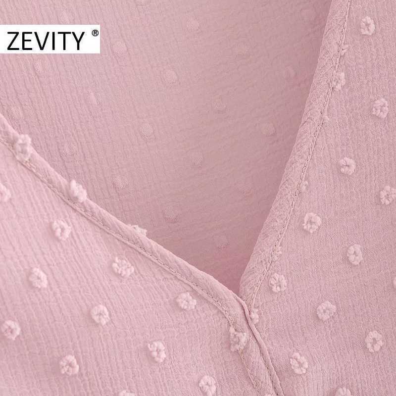 ZEVITY women fashion v neck press pleated ruffles casual smock Shirts Blouse women long sleeve chiffon femininas tops LS7234 210603