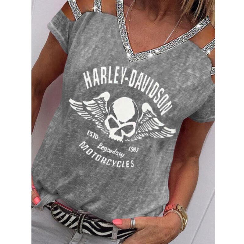Women' T-Shirt Skull T Shirt Women V-neck Sexy Print Top Summer Fashion Sequin Webbing Short Sleeve Tees Lugentolo, Gray
Women' T-Shirt Skull T Shirt Women V-neck Sexy Print Top Summer Fashion Sequin Webbing Short Sleeve Tees Lugentolo, Gray