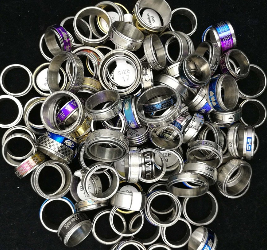 bulk 100pcs women ring set stainless steel gold silver couple black rings men jewelry gift wedding band party