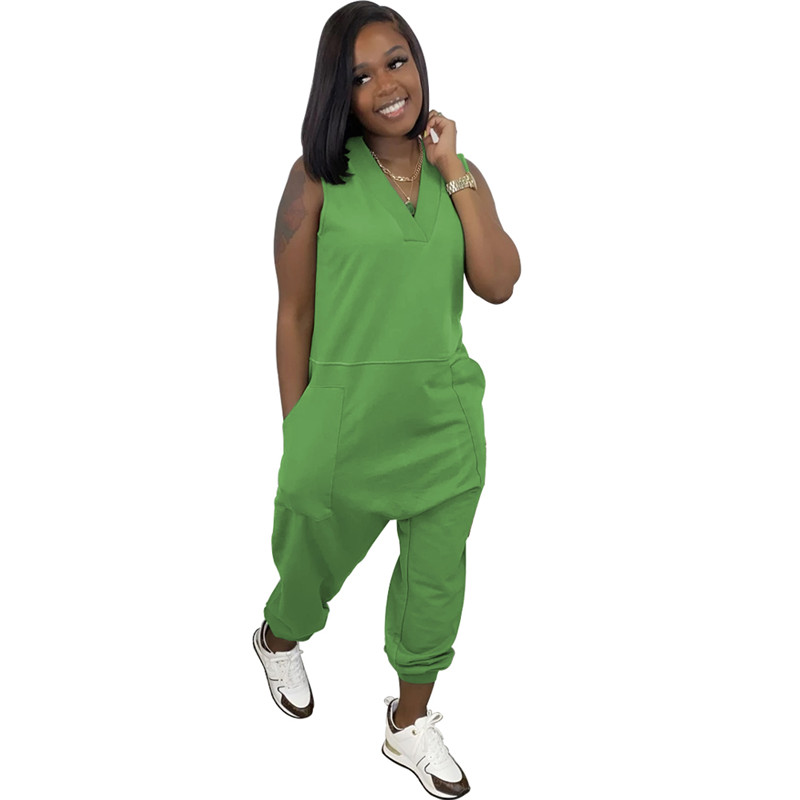 3XL 4XL 5XL Summer Women jumpsuits plus size sleeveless rompers solid color loose bodysuits Casual bigger sizes Overalls Sports Black pants DHL 4899