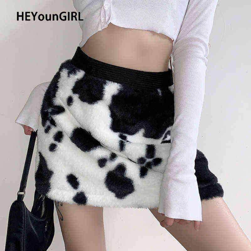 HEYounGIRL Furry Cow Print Autumn Mini Skirts Womens Black White High Waist Short Skirt Ladies Winter Fuzzy Korean Streetwear Y220302
HEYounGIRL Furry Cow Print Autumn Mini Skirts Womens Black White High Waist Short Skirt Ladies Winter Fuzzy Korean Streetwear Y220302