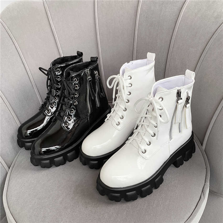 Spring Autumn Winter Flat Shoes Women Snow Ankle Boots Lace Up Woman Short Boots Plus Size 32 33 - 40 41 42 43 44 45 46 botas Y0914