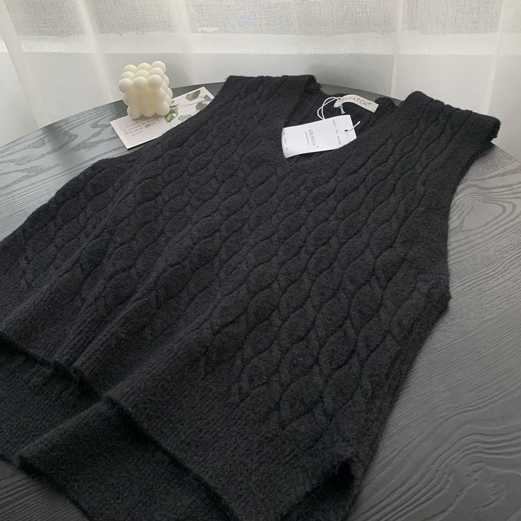 Vest Women Solid Loose Trendy Korean Style Sleeveless Knitted V-Neck All-match Female Coats Simple Leisure Outwear Chic 210519