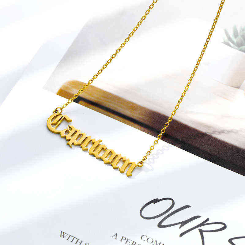 Virgo Gemini Zodiac Necklace 12 Horoscope Zodiac Sign Gold Pendant Necklaces Aries Leo Zodiac Jewelry Kids Christmas Gifts G1206