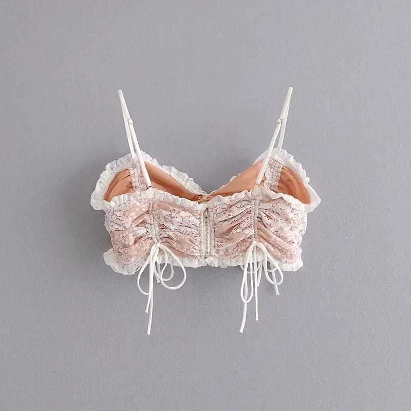 Vintage Chic Lace Ruffles Camis Tops Women Sexy Drawstrings Adjustable Straps Tops Elegant Ladies Chic Camisole 210625