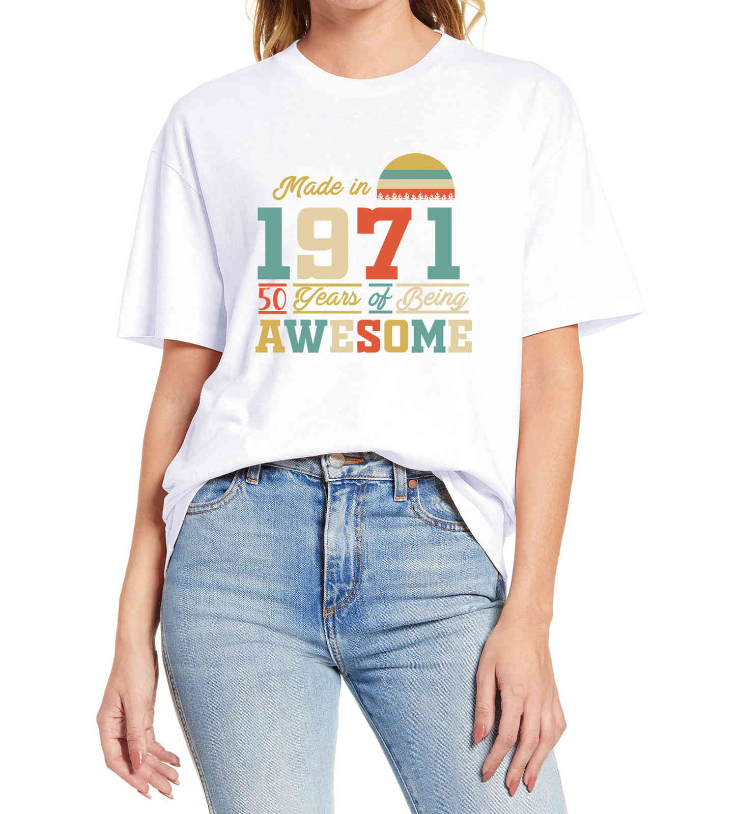 1971 tshirts 50 Years of Being Awesome 50th Birthday Gifts for Women And Mens Funny Unisex Gift T Shirt Cotton Tee XS-3XL 210406