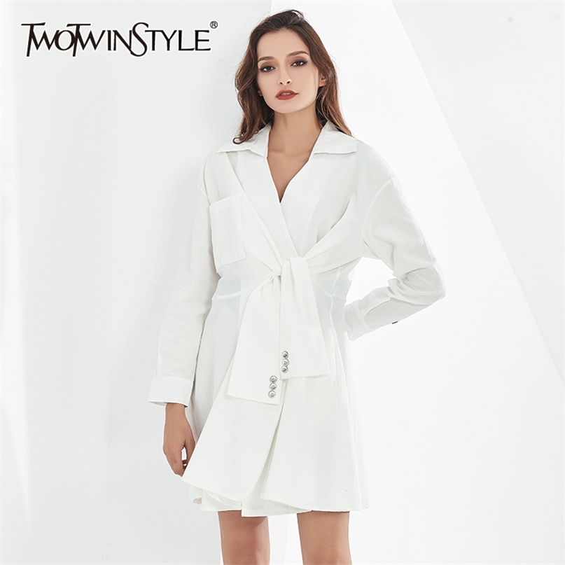 White Dress For Women Lapel Long Sleeve High Waist Bandage Korean Loose Mini Dresses Female Autumn Clothing 210520
White Dress For Women Lapel Long Sleeve High Waist Bandage Korean Loose Mini Dresses Female Autumn Clothing 210520