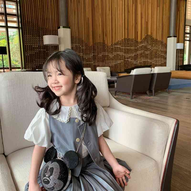 Summer Arrival Girls Fashion 2 Pieces Sets Vest+pleated Skirts Kids Clothes 210528