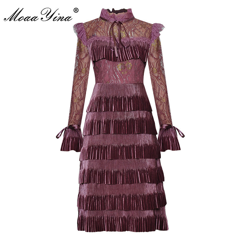 Fashion Designer dress Autumn Women's Dress Flare Sleeve Mesh Cascading Ruffle Velvet Vintage Dresses 210524, Black
Fashion Designer dress Autumn Women's Dress Flare Sleeve Mesh Cascading Ruffle Velvet Vintage Dresses 210524, Black