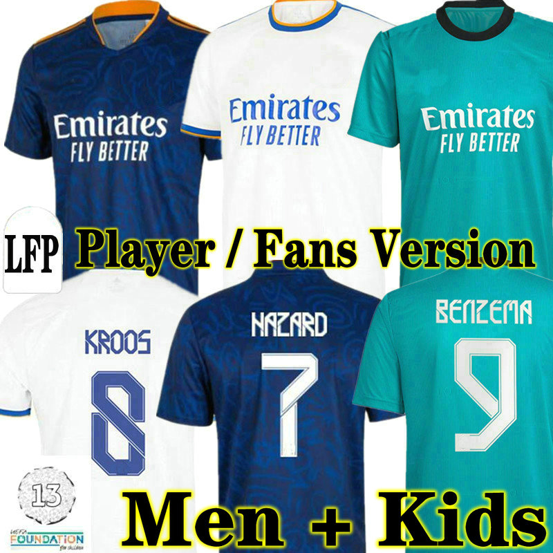 Benzema Real Madrid Jerseys 22 22 PLAYER VERSION FANS Camisa de fútbol de Alaba Hazard Asensio Modric Marcelo Camiseta Men + Kits Kit 2021 2022 Casemiro Kroos Isco Vini Jr., Player version away
Benzema Real Madrid Jerseys 22 22 PLAYER VERSION FANS Camisa de fútbol de Alaba Hazard Asensio Modric Marcelo Camiseta Men + Kits Kit 2021 2022 Casemiro Kroos Isco Vini Jr., Player version away