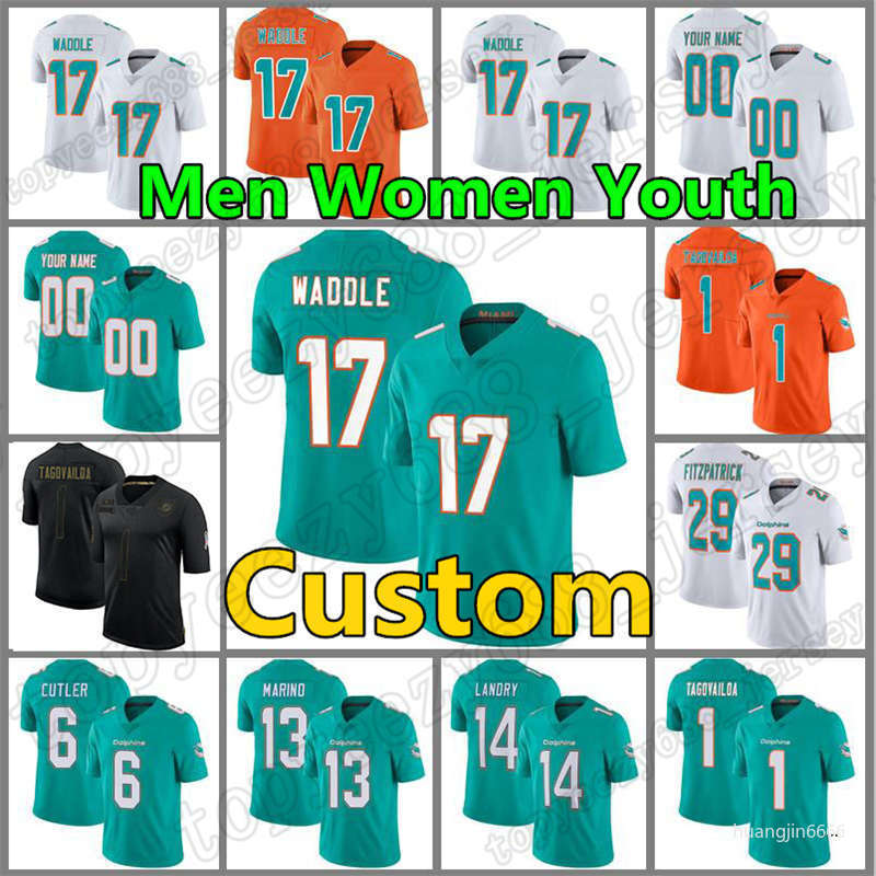 Custom 17 Jaylen Waddle Miami Mens Dolphins Jerseys 1 Tua Tagovailoa Football 13 Dan Marino Women Larry Csonka Youth DeVante Parker Xavien Howard Jason Taylor, Custom women (haitun)
Custom 17 Jaylen Waddle Miami Mens Dolphins Jerseys 1 Tua Tagovailoa Football 13 Dan Marino Women Larry Csonka Youth DeVante Parker Xavien Howard Jason Taylor, Custom women (haitun)