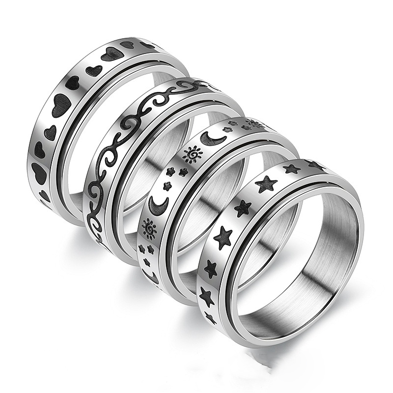 Rotatable Stainless Steel Spinner Ring for Women Mens Fidget Band Rings Moon Star Celtic Stress Relieving Wide Wedding Anxiety
Rotatable Stainless Steel Spinner Ring for Women Mens Fidget Band Rings Moon Star Celtic Stress Relieving Wide Wedding Anxiety