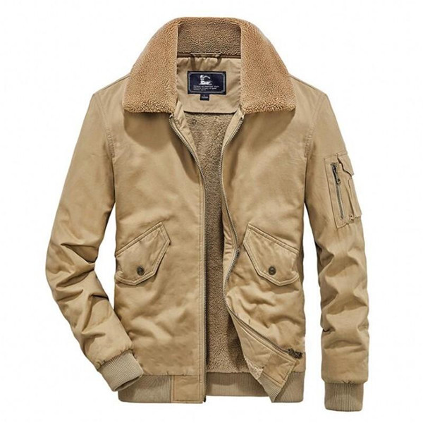 Men's Warm Fleece Bomber Jacket - Casual Tactical Outerwear, Thick Coats For Autumn & Winter, Sizes M-5Xl B3