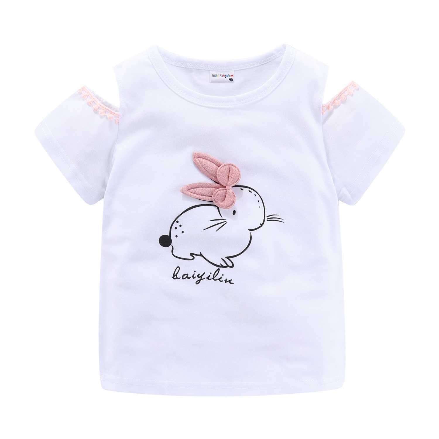 Mudkingdom Little Girls Tulle Skirt Set Cute Bunny Prints Summer Outfits for Cartoon Print Rabbit Kids Clothes 210615