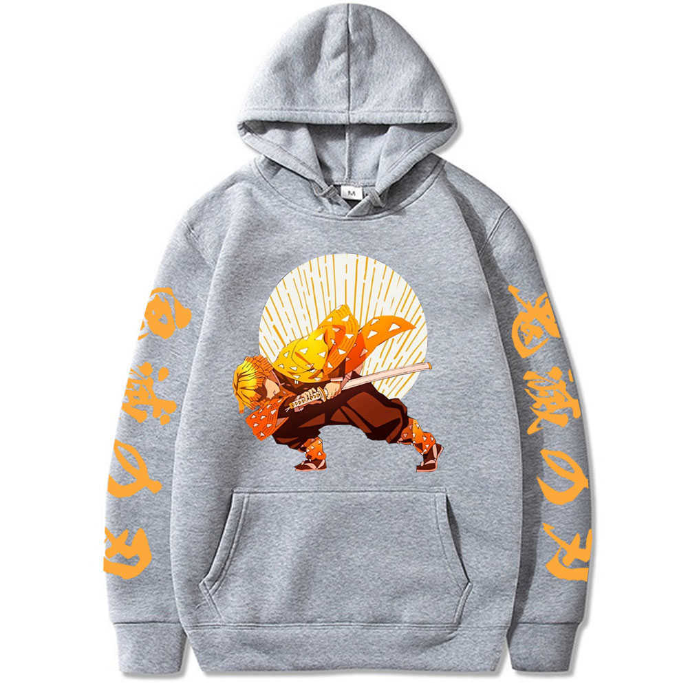 Kimetsu No Yaiba Loog Sleeve Cool Demon Slayer Agatsuma Zenitsu Women Men Casual Hoodie Simple Classic H0910