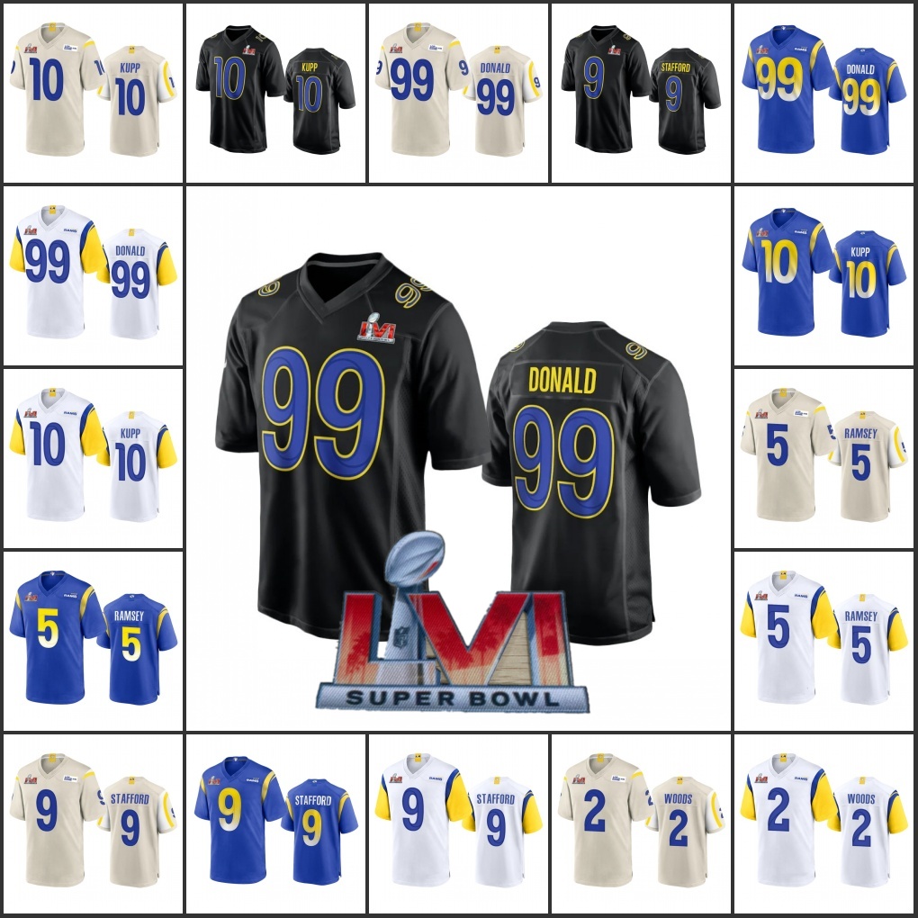 Los Angeles''Rams''Men Women Youth #2 Robert Woods 10 Cooper Kupp 99 Aaron Donald 9 Matthew Stafford 5 Jalen Ramsey Super Bowl''LVI Game Jersey
Los Angeles''Rams''Men Women Youth #2 Robert Woods 10 Cooper Kupp 99 Aaron Donald 9 Matthew Stafford 5 Jalen Ramsey Super Bowl''LVI Game Jersey