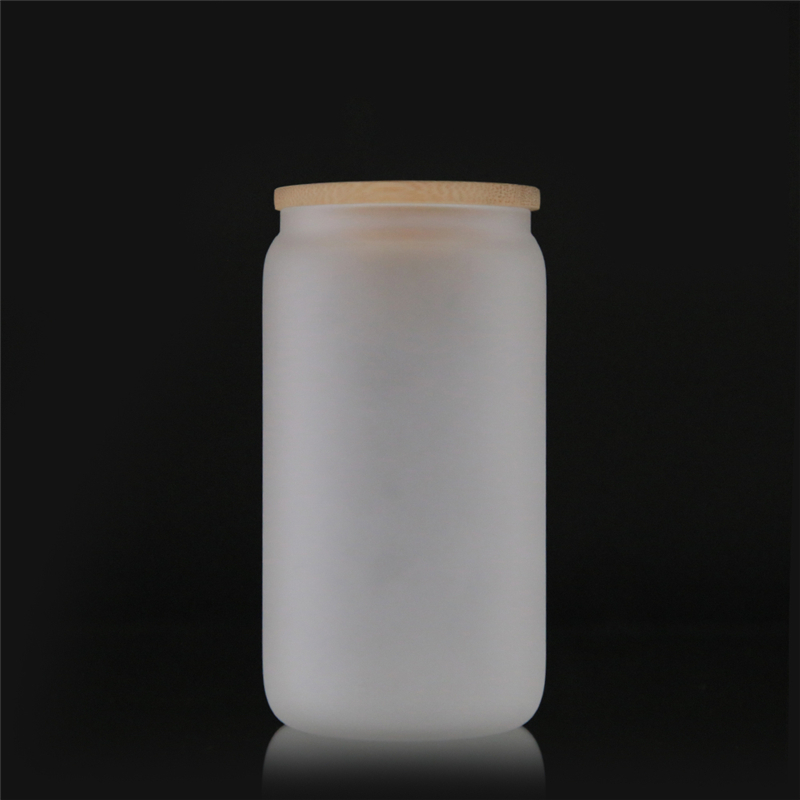12oz Sublimation Glass Beer Mugs Glass Water Bottle Beer Can Glass Tumbler Drinking Glasses With Bamboo Lid And Reusable Straw Iced Coffee Glasses 16o