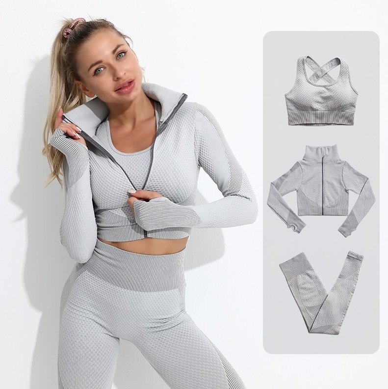 Womens Yoga Suit Gym Sportswear Tracksuits Fitness Sport two piece set 3PCS bra Leggings jacket outfits Active tech fleece workout sets Yogaworld Fashion Designer, Deep gray
Womens Yoga Suit Gym Sportswear Tracksuits Fitness Sport two piece set 3PCS bra Leggings jacket outfits Active tech fleece workout sets Yogaworld Fashion Designer, Deep gray