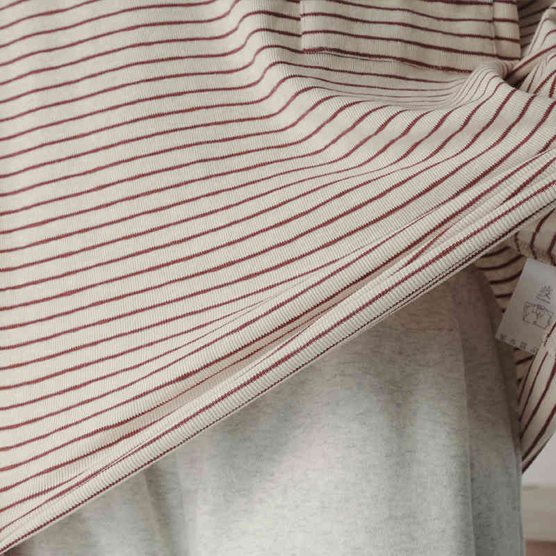 IEFB Men's Black White Stripe Cassic Comfortable T-shirt Customized Woven O-neck Long Sleeve Causal Loose Basic Tops 9Y4928 210524