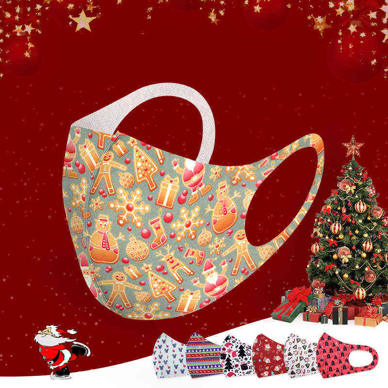 Christmas Printed Adult Mask Anti-dust Washable Breathable Masks Knitted Face-mask