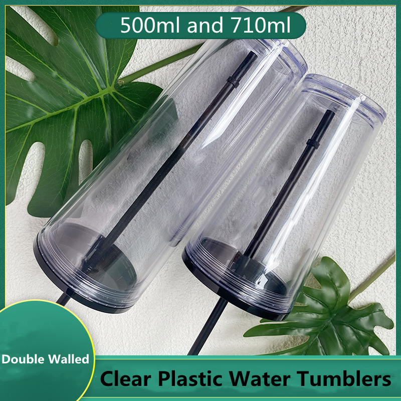 Clear 24oz Plastic Flat Lid Water Tumblers with Black Straw Double Wall Reusable Portable 710ml Office Coffee Mug 16oz Transparent Acrylic Drinking Cups DIY Custom
Clear 24oz Plastic Flat Lid Water Tumblers with Black Straw Double Wall Reusable Portable 710ml Office Coffee Mug 16oz Transparent Acrylic Drinking Cups DIY Custom