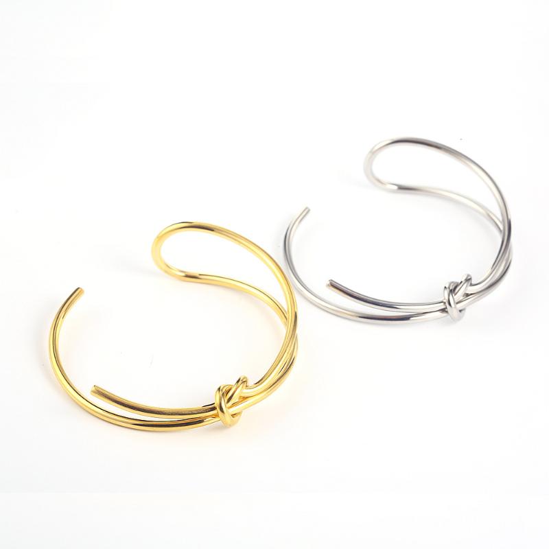 Bangle Simple Design Knotted Opening Women's Bracelet Creative Long And Short Ins 18K Gold-plated Rope Knot Titanium Steel Hand Jewelry
Bangle Simple Design Knotted Opening Women's Bracelet Creative Long And Short Ins 18K Gold-plated Rope Knot Titanium Steel Hand Jewelry