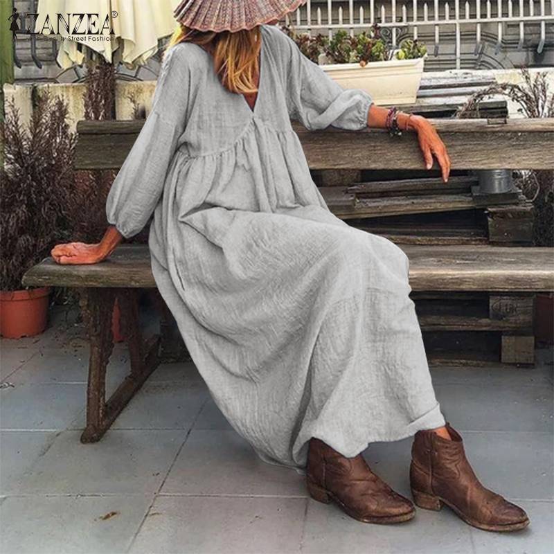 2021stylish puff sleeve v neck maxi long dress zanzea women autumn sundress female solid cotton linen dresses holiday vestido robe 7, Black;gray
2021stylish puff sleeve v neck maxi long dress zanzea women autumn sundress female solid cotton linen dresses holiday vestido robe 7, Black;gray