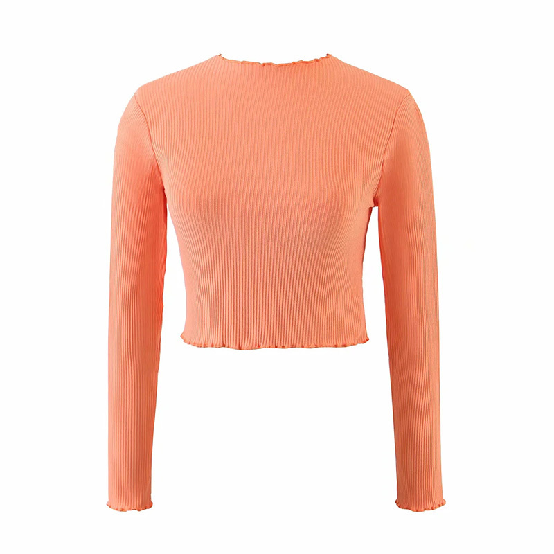 Women Sweet Ice Cream Color Neckline With Fungus Tight Sweater Female Simplicity Long Sleeve Bottoming Tops 210520