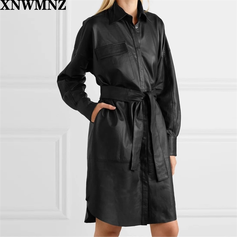 Cool PU Leather Long Jacket Women Loose Belt Windbreaker Trench Coat Slim Autumn and winter 210520, Black
Cool PU Leather Long Jacket Women Loose Belt Windbreaker Trench Coat Slim Autumn and winter 210520, Black