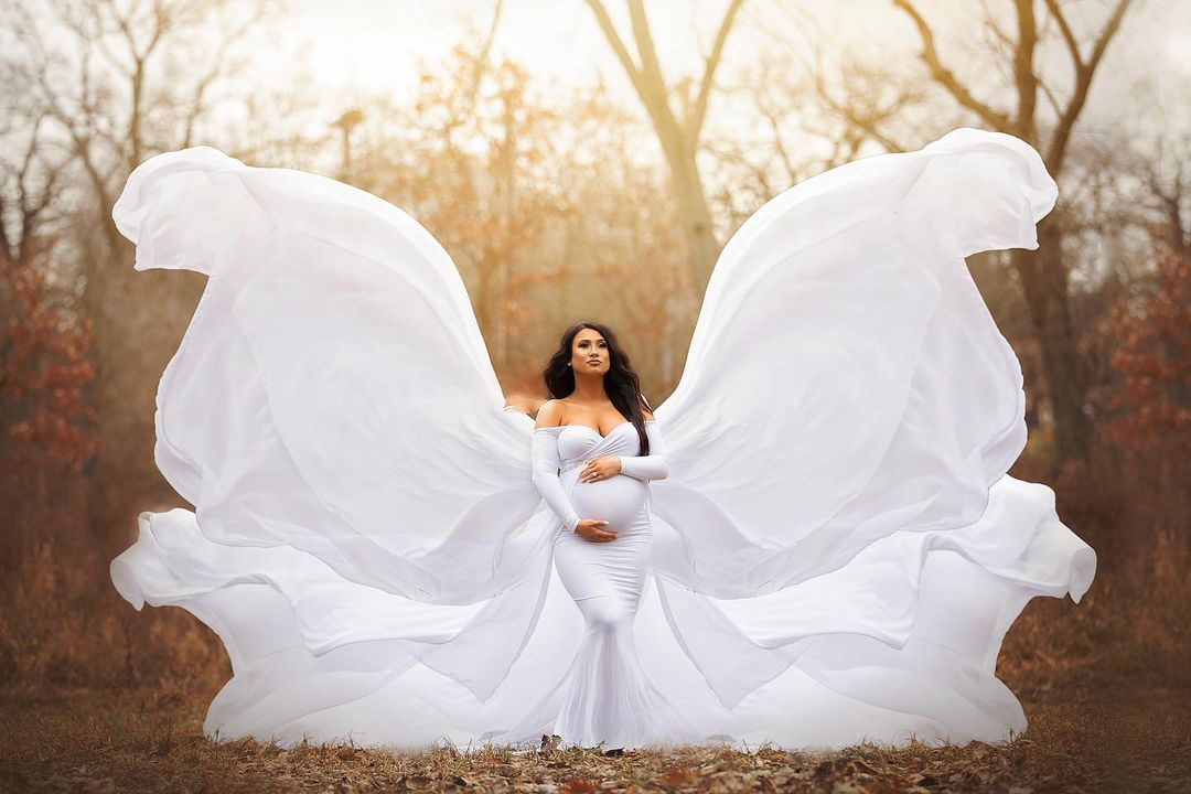2021 white Plus Size Pregnant Ladies Maternity Sleepwear Dress Nightgowns For Photoshoot Lingerie Bathrobe Nightwear Baby Shower